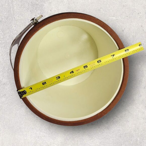 Vintage MCM Brown Suede Ice Bucket Retro Barware Lucite Handle & Lid Mid Century - Picture 7 of 8